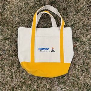 Vintage U.S. West Salt Lake City Olympics White Yellow Canvas Tote Bag (17 x 15)